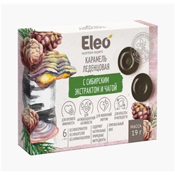 Карамель леденцовая Eleo с сибирским экстрактом и чагой, 19 гр. (6 шт. блистер)