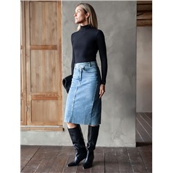 Юбка с ассиметричной застежкой из эластичного денима