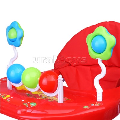 Ходунки "Шарики с цветочками" с погремушками и шарами (синий-оранжевый) в пакете