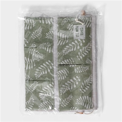 Органайзер подвесной с карманами Доляна Leaves, 7 отделения, 50×38 см, цвет зелёный