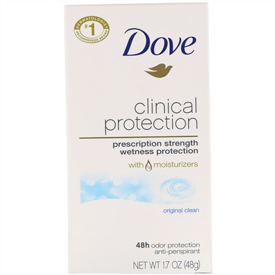 Dove, Clinical Protection, дезодорант-антиперспирант Prescription Strength, аромат «Оригинальный», 48 г