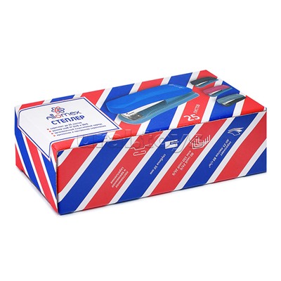 Степлер "Attomex" 24/6&26/6 (мощность 25 листов, глубина скрепления 56 мм) пластиковый, в картонной коробке, красный