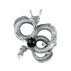 Подвеска из чернёного серебра с синтетическим агатом - Дракон 925 пробы ПДр-002о