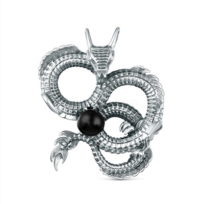 Подвеска из чернёного серебра с синтетическим агатом - Дракон 925 пробы ПДр-002о