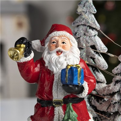 Светодиодная фигура «Дед Мороз» 14×18.5×10.5 см, керамика, от батареек АААх3, свечение тёплое белое