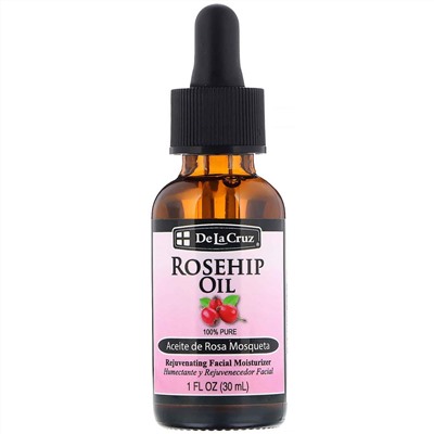 De La Cruz, Rosehip Oil, 100% Pure, Rejuvenating Facial Moisturizer, 1 fl oz (30 ml)