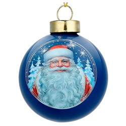 Новогоднее украшение. Елочный стеклянный шар "Зимний дедушка" 6см