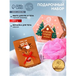 Новогодний подарочный набор косметики «Волшебные истории», мыло для рук кусковое 100 г и мочалка для тела, URAL LAB