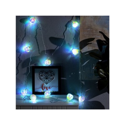 Гирлянда «Нить» 2.5 м с насадками «Груши», IP20, прозрачная нить, 10 LED, свечение белое, 220 В