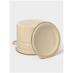 Кастрюля эмалированная, 10 л, d=26.5 см, с крышкой, без декора, цвет слоновой кости