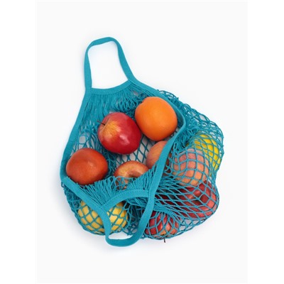 Сумка-авоська плетёная, клетка 1.5 см, бирюзовая