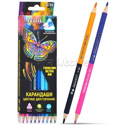 Карандаши цветные двухсторонние "Triolino Ultra 4М" 18 штук /36 цветов, 4М, диаметр грифеля 3мм