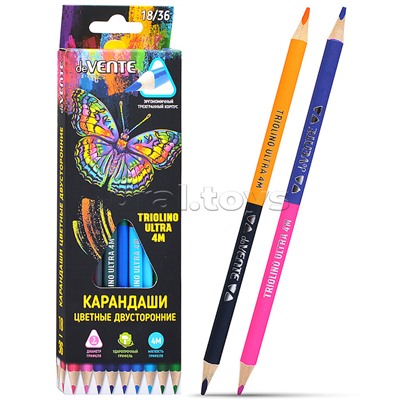 Карандаши цветные двухсторонние "Triolino Ultra 4М" 18 штук /36 цветов, 4М, диаметр грифеля 3мм