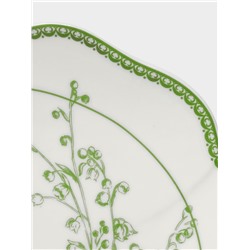 Тарелка десертная WY Bloomware. d=20 см, фарфор, белая, зелёная
