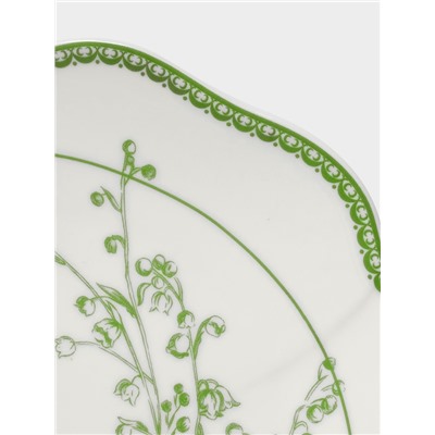 Тарелка десертная WY Bloomware. d=20 см, фарфор, белая, зелёная