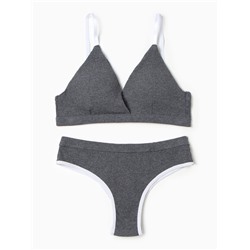 Комплект нижнего белья женский (топ, трусы) Collorista, тёмно-серый, размер 46-48