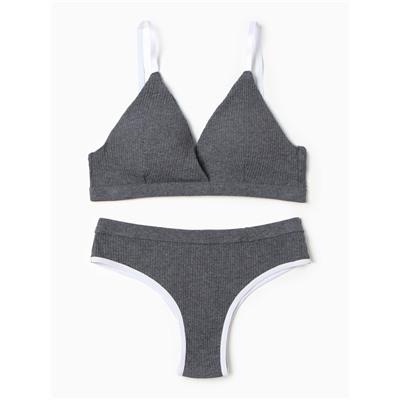 Комплект нижнего белья женский (топ, трусы) Collorista, тёмно-серый, размер 46-48
