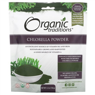 Organic Traditions, Chlorella Powder, 5.3 oz (150 g)