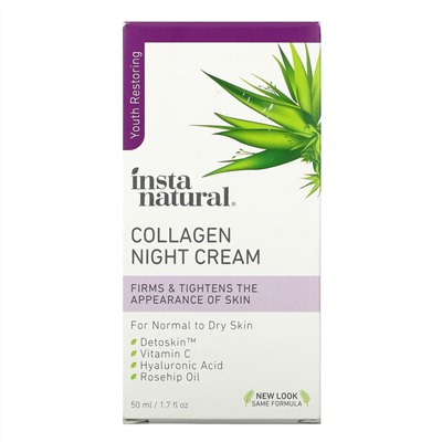 InstaNatural, Ночной крем с коллагеном, 50 мл (1,7 жидк. унции)