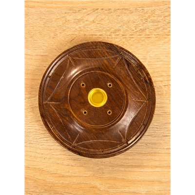 Подставка под благовония круглая, 12.5×12.5×1.5 см, дерево шишам