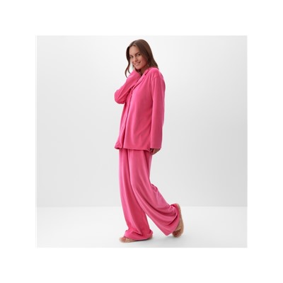 Пижама женская (рубашка, брюки) KAFTAN Plushy, размер 52-54, цвет фуксия
