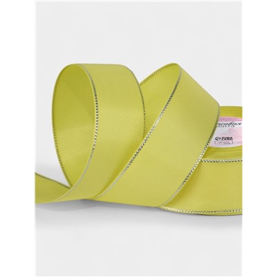 Лента репсовая, с серебряным люрексом, 40 мм, 23±1 м, жёлтая №015