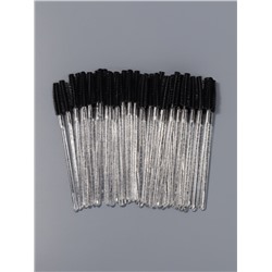 Щёточки для бровей и ресниц, силиконовые, набор - 50 шт., 10.5 см, чёрная, прозрачная