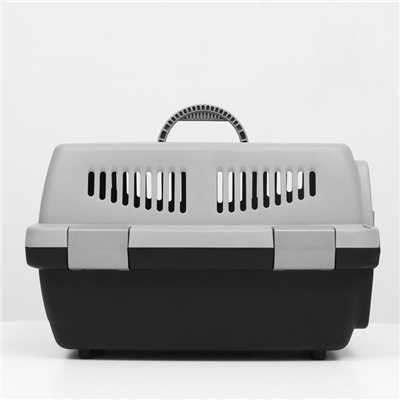 Переноска для животных «Неон», 48×32×29.5 см, вес до 12 кг, пластик, серая, чёрная