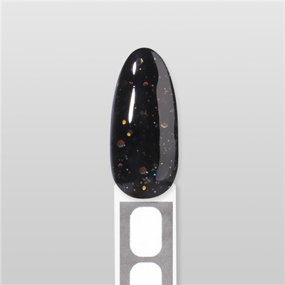 Гель лак для ногтей, с блёстками, трехфазный, 8 мл, LED/UV, чёрный