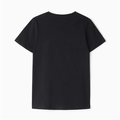 Футболка детская Let's go, новогодняя, чёрная, рост 140 см