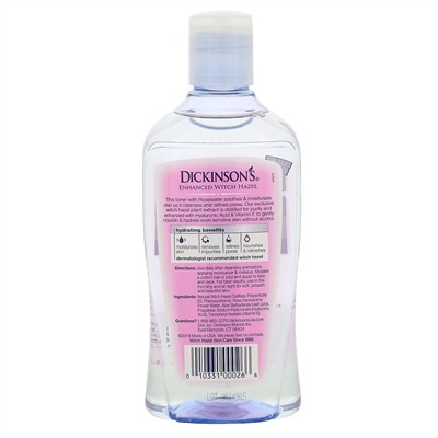 Dickinson Brands, улучшенная формула гамамелиса, увлажняющий тоник с розовой водой, без спирта, 473 мл (16 жидк. унций)