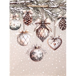 Пакет подарочный новогодний ламинированный, «Новогодние игрушки», 18×10×22.3 см