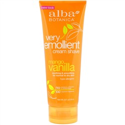 Alba Botanica, Натуральный, смягчающий крем для бритья, Манго и ваниль, 8 унций (227 г)