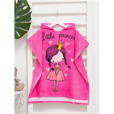 Полотенце - пончо детское LoveLife «Принцесса», махра, 100% хлопок 300 г/м, 60×120 см, ярко - розовое