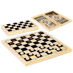 Нарды дерев. малые + шашки 2в1 (420х210мм) дерев.фишки