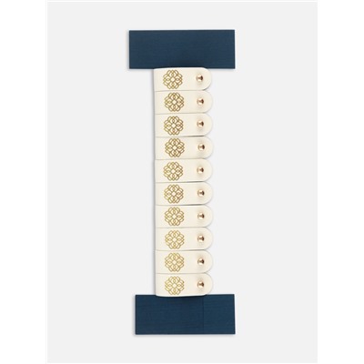 Бирка с кнопкой «Мандала» TEIRA, с тиснением, 8×1.5 см, 10 шт., цвет золотой, молочный