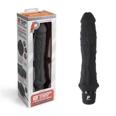 Черный вибратор-реалистик 8  Girthy Realistic Vibrator - 24,5 см.