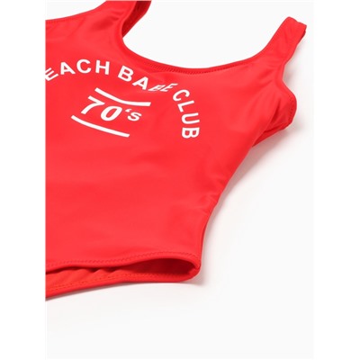 Купальник женский слитный с открытой спиной MINAKU, с принтом, размер 46, красный