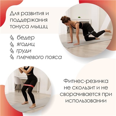 Набор фитнес-резинок ONLYTOP: нагрузка 10, 15, 20, 25, 30 кг, 5 шт., 30×5 см