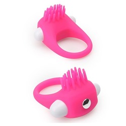 Розовое эрекционное кольцо с щеточкой LIT-UP SILICONE STIMU RING 5