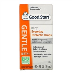 Gerber, Good Start, Gentle, детские ежедневные пробиотические капли, для младенцев с рождения, 10 мл (0,34 жидк. унции)