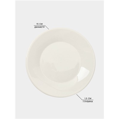 Тарелки десертные Доляна White Label, набор 4 шт., d=15 см, фарфор, белые