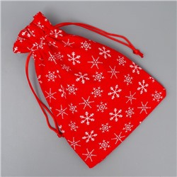 Мешочек подарочный новогодний холща «Парад снежинок», 16×24 см ± 1.5 см