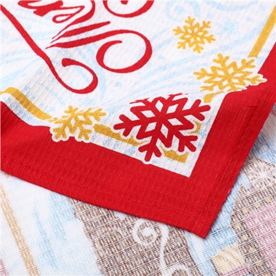 Набор новогодних кухонных полотенец Доляна «С новым годом» 35×60 см-4 штуки, 100% хлопок