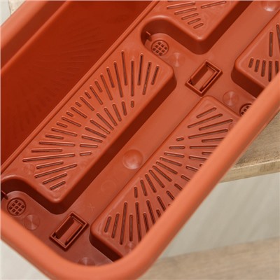 Ящик для цветов балконный с поддоном, 60 см, терракотовый