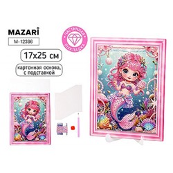 Алмазная мозаика по номерам с мольбертом 17х25 см "РУСАЛОЧКА" Частич. выкладка M-12386 Mazari