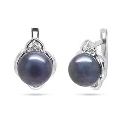 Серьги из серебра жемчуг, С1540ч
