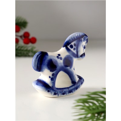 Фигурка фарфор гжель «Конь качалка», 7×7 см