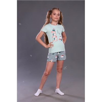 Пижама для девочки Суши-роллы ПД-009-044 (Полынь)