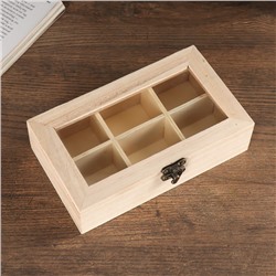 Шкатулка для росписи дерево со стеклянной вставкой «Органайзер», 17×10×4.5 см